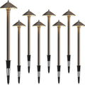 Landscape Lighting Outdoor Low Voltage Landscape Lighting Kits 8PK Pathway Lights Wired 10W 25 Lumen 2700K Warm White Metal 12V Bronze Electric Sidewalk Walkway Lights with Cable Connectors