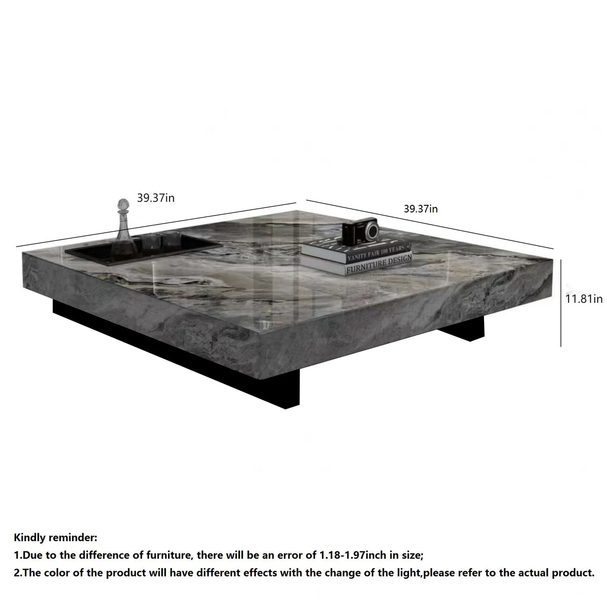 Light Luxury Sintered Stone Square Coffee Table