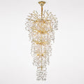 Modern Crystal Chandelier Built to Transform Any Space, 28-Light Gold Finish, Multi-Tier Design, 118 Inch Length