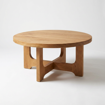 Round Coffee Table Crafted for Modern Living, Solid Wood Base, Reclaimed Hardwoods, Sustainable Materials