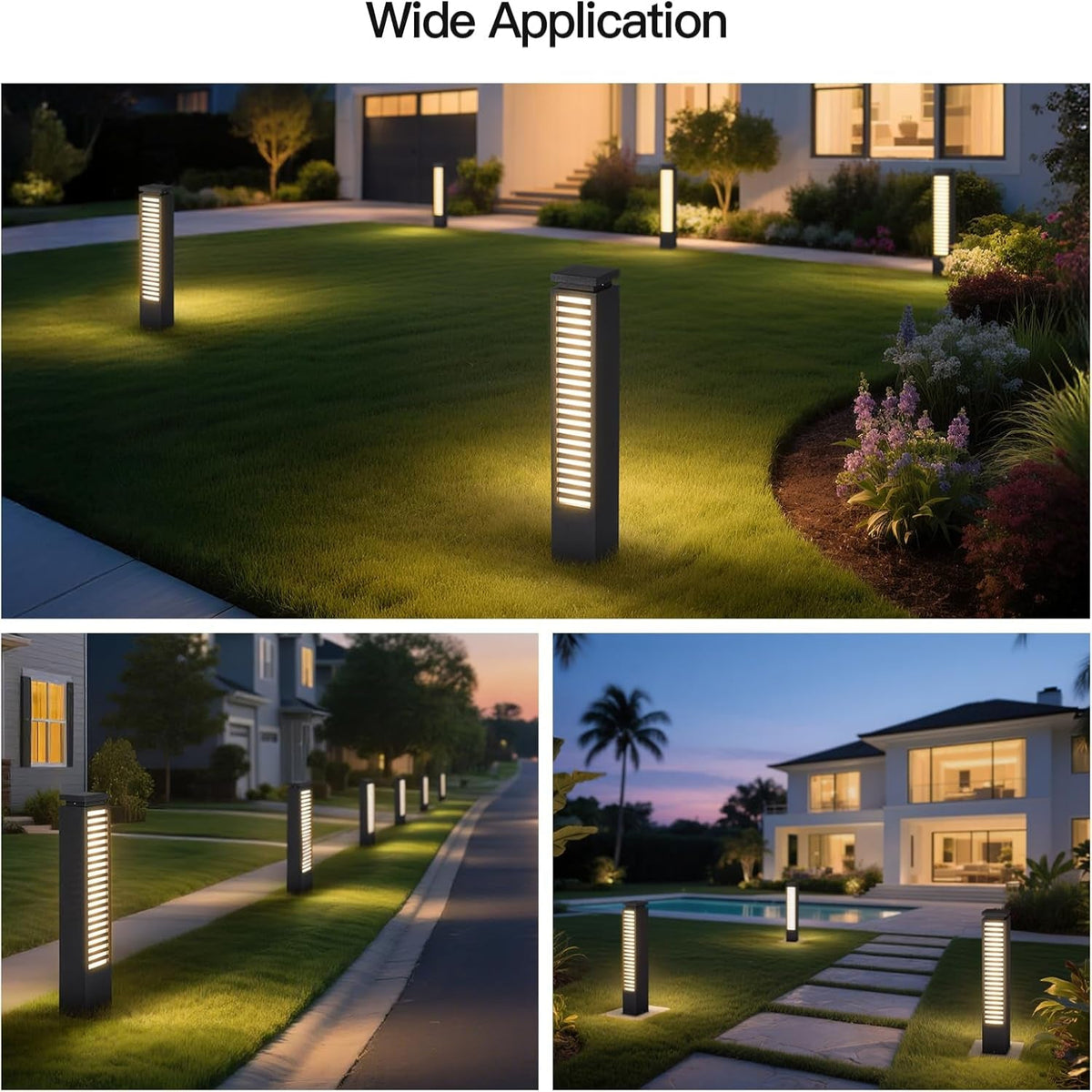 Outdoor Pathway Lights, 27.6" AC 100-240V Bollard Lights, IP65 Waterproof Path Light, 3000K LED Bollard Landscape Lighting, Modern Commercial Curb Appeal Light for Garden Driveway Sidewalk Lawn