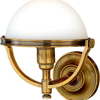 1-Light Wall Sconce | Aged Brass Finish | Made of Brass & Glass | Damp-Rated for Bathroom Use | 10" W X 11" H Profile | 3301-AGB