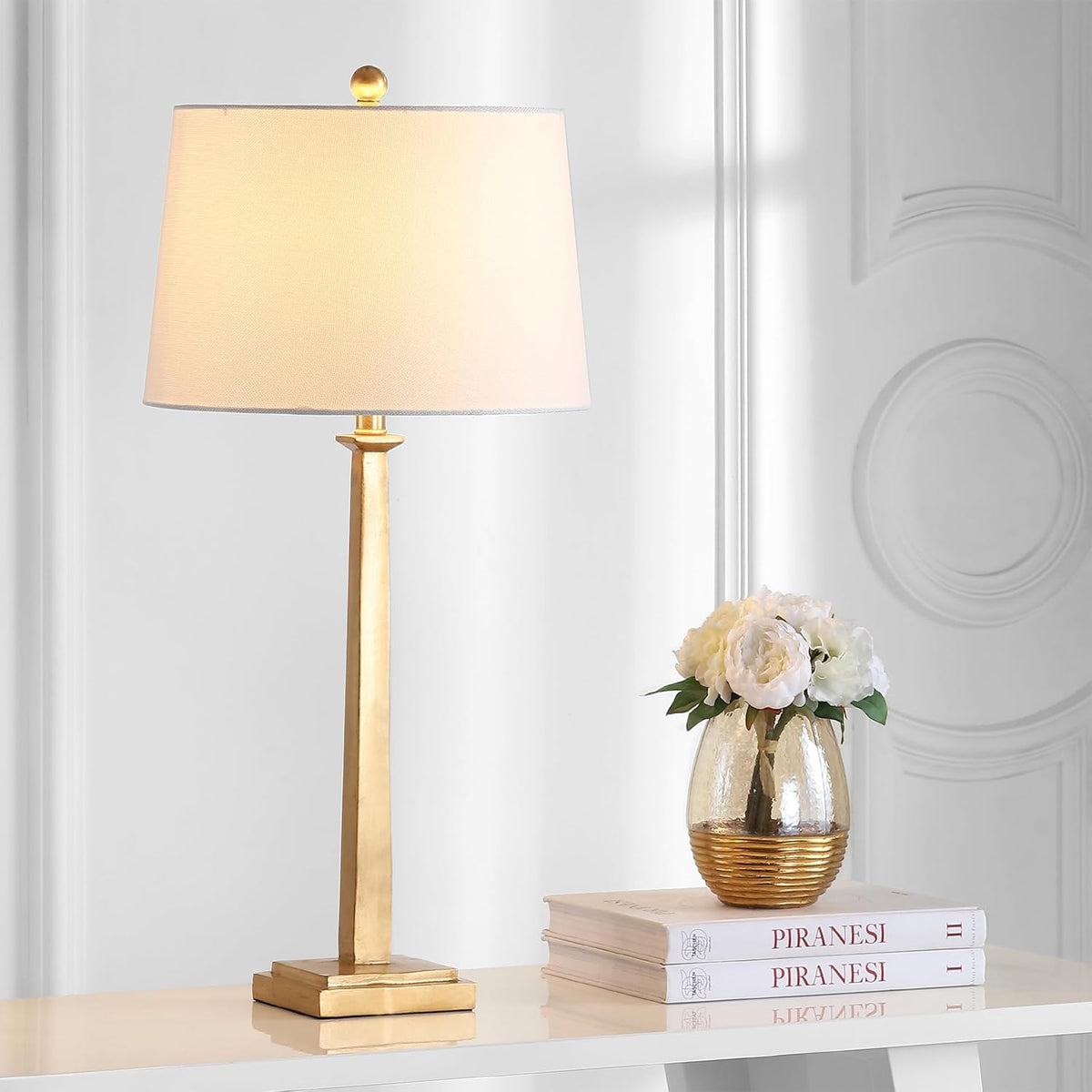 SAFAVIEH Andino Table Lamp Set of 2, 31.5" Glam Gold/White TBL4024A-SET2