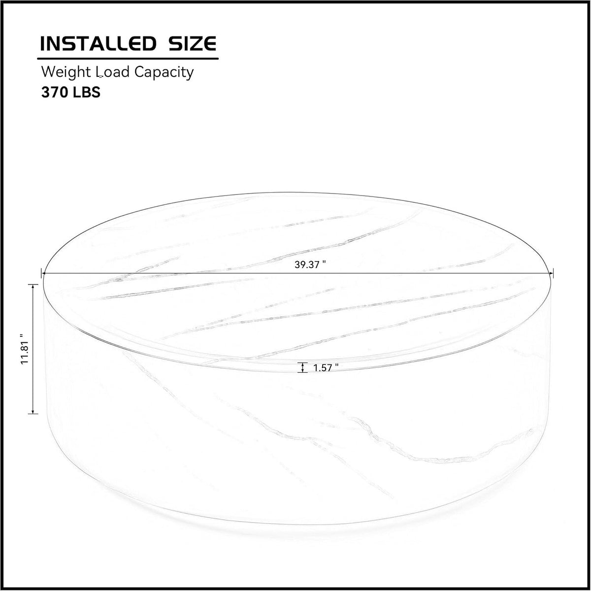 Round Coffee Table for Living Room Circle Coffee Table Faux Marble Pattern Coffee Table Modern Drum Center Table for Apartment, No Need Assembly (Travertine Fiberglass 39.37'')