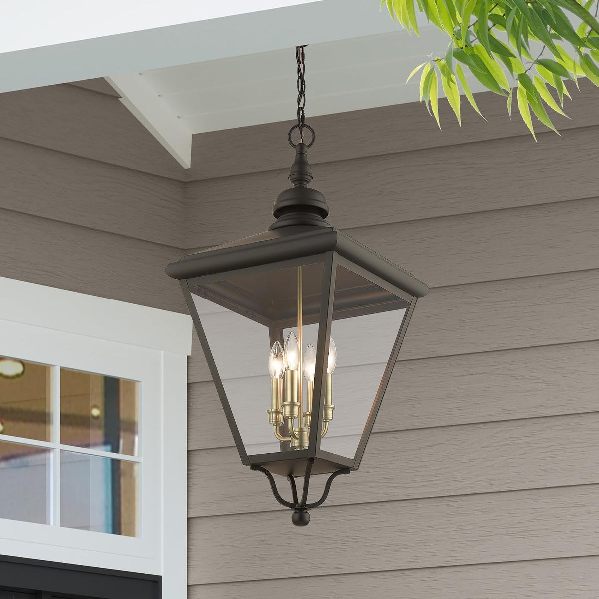 Lighting 27378-07 Adams - 4 Light Extra Large Outdoor Pendant in Traditional Style-31 Inches Tall and 14.25 Inches Wide, Finish Color: Bronze/Antique Brass