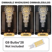 Modern Chandelier 118 In. 28-Light Crystal Gold Chandelier for Foyer, Living Room, Multiple Tiers Chandelier