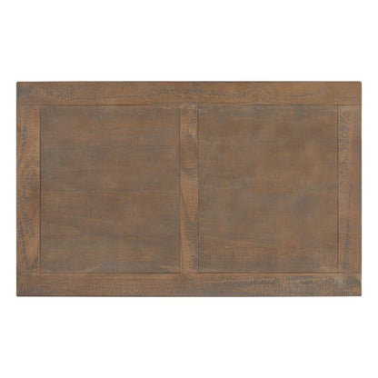 Rustic 43.5 In. Brown Rectangle Solid Wood Coffee Table with Storage Shelf, Artistic Vase Column Legs
