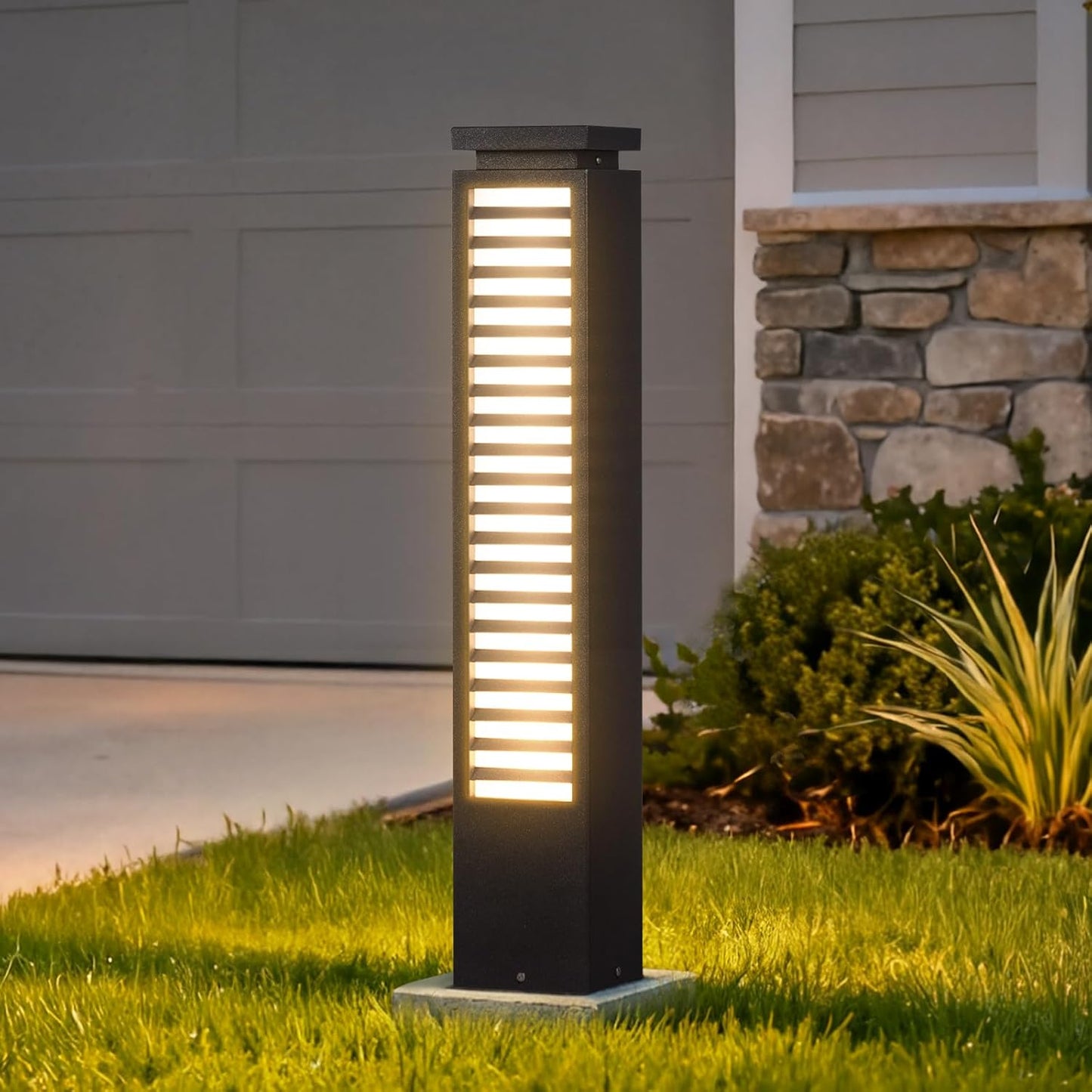 Outdoor Pathway Lights, 27.6" AC 100-240V Bollard Lights, IP65 Waterproof Path Light, 3000K LED Bollard Landscape Lighting, Modern Commercial Curb Appeal Light for Garden Driveway Sidewalk Lawn