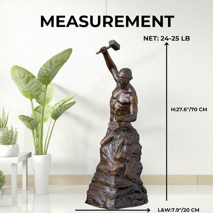 Self Made Man Bronze Statue and Sculpture,27.6" Bronze the Working Freemason Figure Statue Is Perfect for Any Home or Office