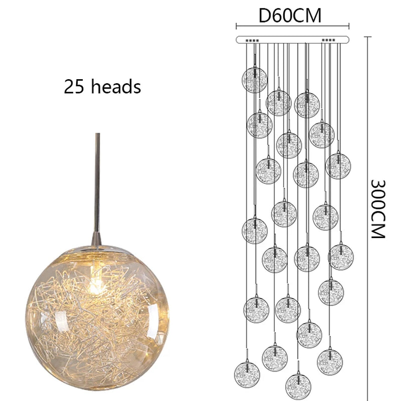 Modern Home Decoration Led Lights, Stair Chandelier, Living Room Chandelier, Glass Chandelier, Indoor Lighting