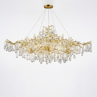 14-Lights Gold Luxury Crystal Linear Chandelier, Modern Tree Branch Chandelier for Dinning Room, Kitchen, Living Room — Studio Shot
