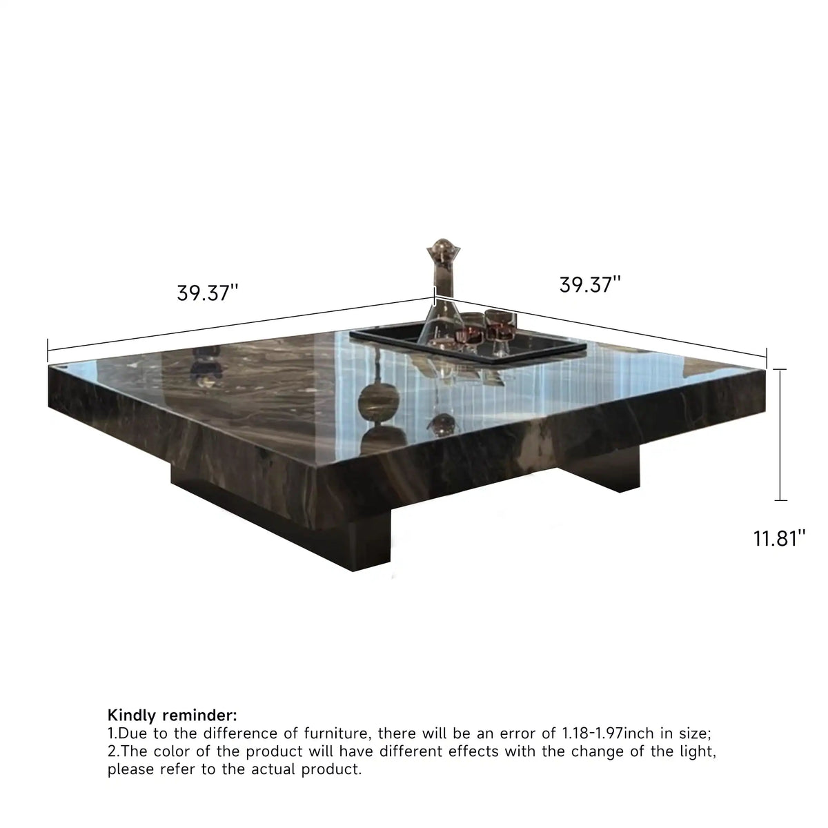 Light Luxury Sintered Stone Square Coffee Table