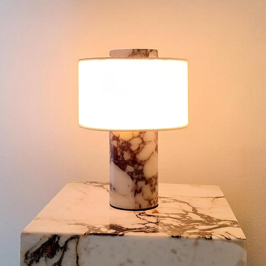 Marble Lamp, Stone Table Lamps Rechargeable Modern Decorative Touch Dimmable Cordless Luxury Design Bedside Lamp for Home Decor, Bedroom, Living Room & Office (Rechargeable Calacatta Viola Lamp)