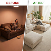 157.6” Corduroy Modular Sectional Sofa,U Shaped Sectional Sofa Couches with Movable Ottoman Chaise,Deep Seat Comfy Cloud Sofa for Living Room,Beige — Before & After
