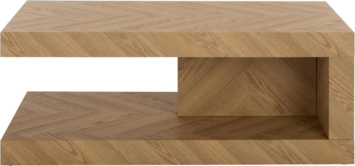 - Andra Coffee Table - Transitional Light Brown Metal and Wood - Ideal for Living Room, Family Room (CK12530)
