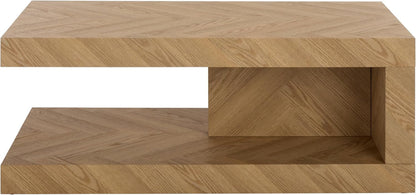 - Andra Coffee Table - Transitional Light Brown Metal and Wood - Ideal for Living Room, Family Room (CK12530)