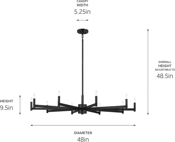 48" 8-Light Chandelier, Natural Brass