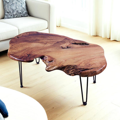 Rustic Coffee Table, Solid Camphor Wood Top, Live Edge, No Two Alike