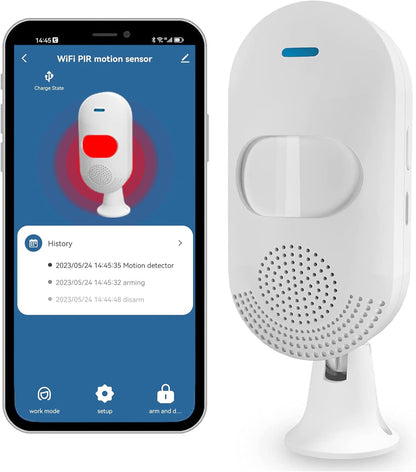 Smart PIR Motion Sensors: Wifi Motion Detector with App Notification Alert, Usb/Battery Powered Movement Detector, Compatible with Alexa Google Home, for Smart Home Automation