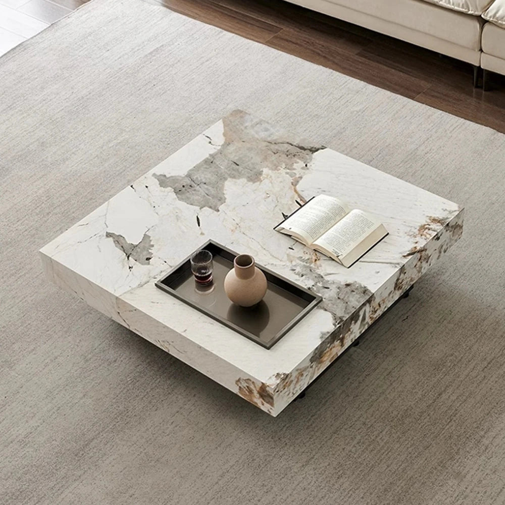Light Luxury Sintered Stone Square Coffee Table