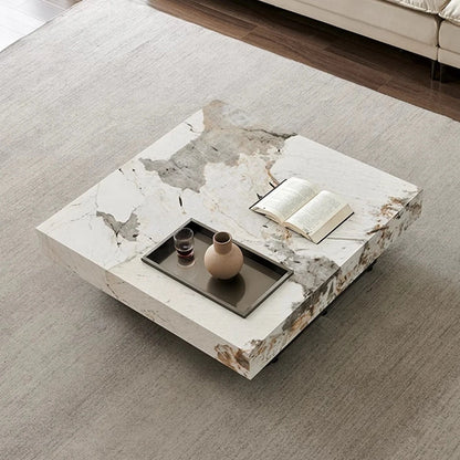 Light Luxury Sintered Stone Square Coffee Table