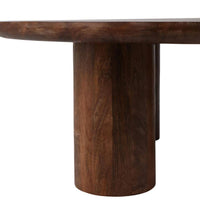 36 In. Dark Brown round Wood Scandinavian Coffee Table with Cylindrical Legs