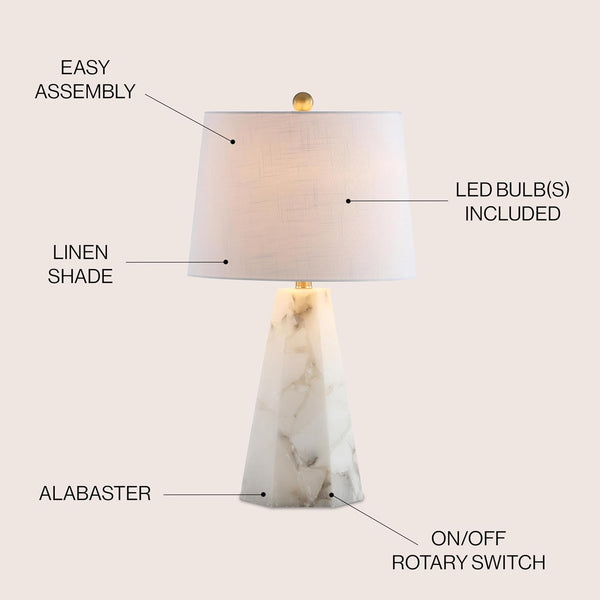 Table Lamp | Alabaster and Metal 25.5" | Natural/Brass Gold