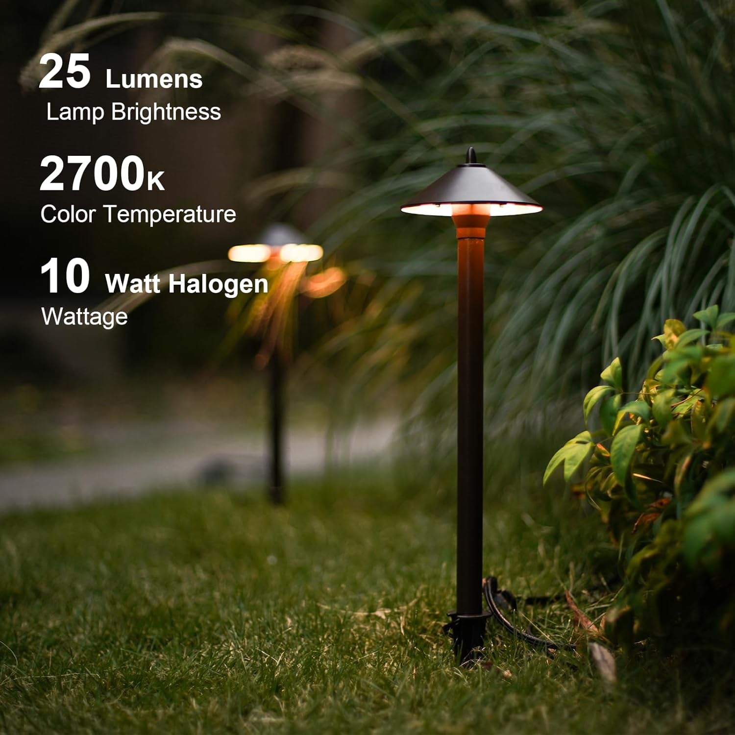 Landscape Lighting Outdoor Low Voltage Landscape Lighting Kits 8PK Pathway Lights Wired 10W 25 Lumen 2700K Warm White Metal 12V Bronze Electric Sidewalk Walkway Lights with Cable Connectors
