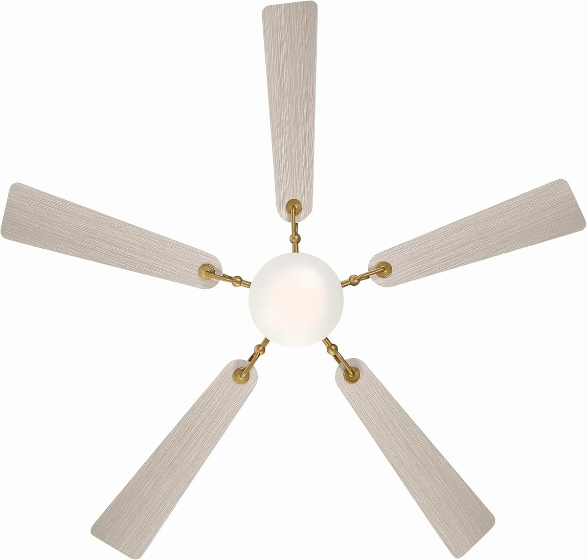 MINKA-AIRE Cadena 65" 5-Blade 5CCT LED Smart Ceiling Fan - Heritage Brass and Warm Coastal Driftwood Blades with Etched Lens