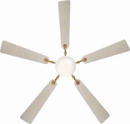 MINKA-AIRE Cadena 65" 5-Blade 5CCT LED Smart Ceiling Fan - Heritage Brass and Warm Coastal Driftwood Blades with Etched Lens