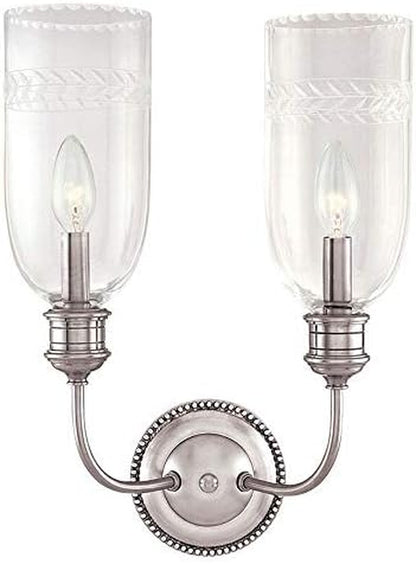 Lafayette 2-Light Wall Sconce | Aged Brass Finish | Made of Brass & Glass | Damp-Rated for Bathroom Use | 12.5" W X 17" H Profile | 292-AGB
