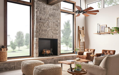 Gentry XL 65" Ceiling Fan with LED Light, Distressed Black