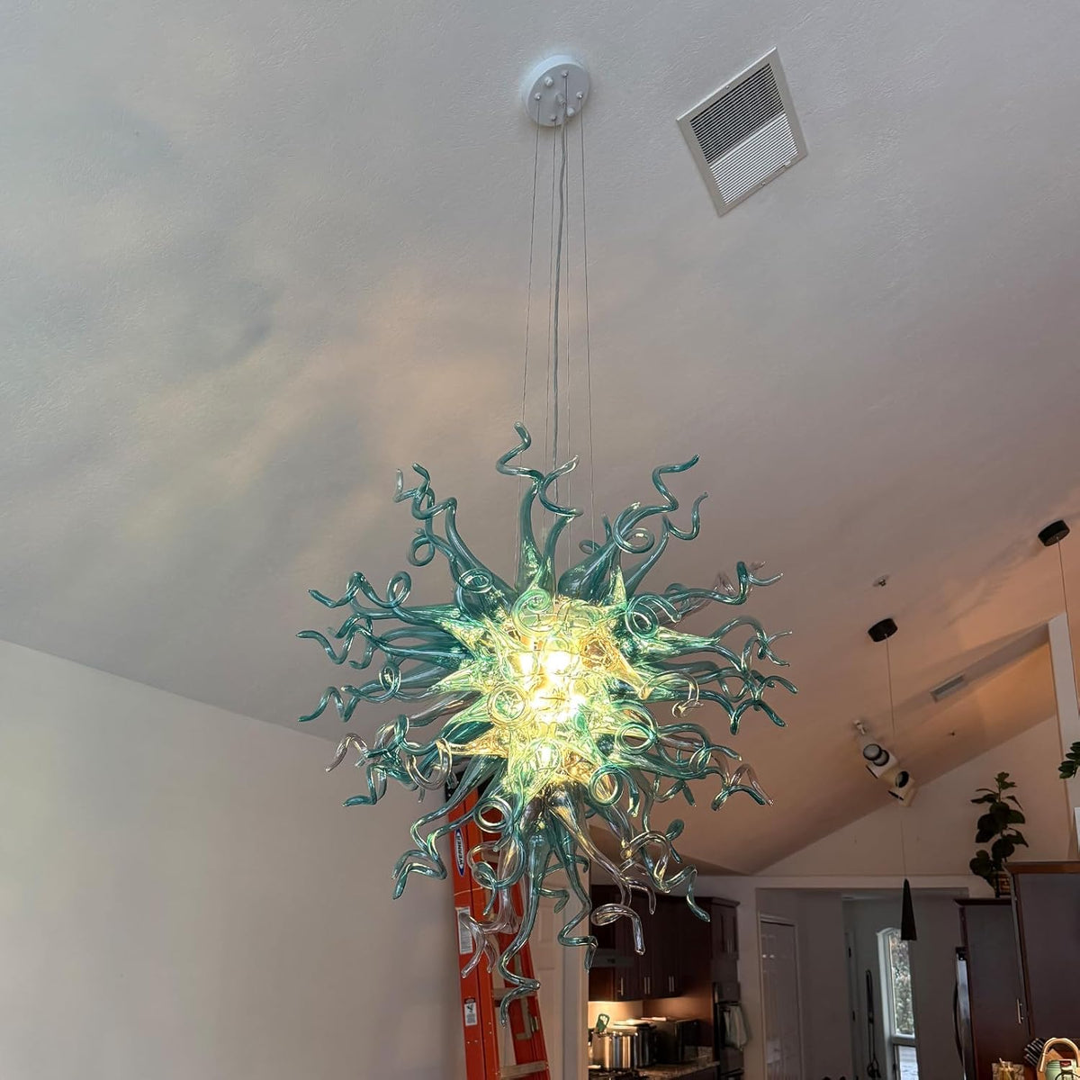 Chandeliers Modern Hand Blown Glass Art Chandelier, Hanging Pendant Ceiling Light Fixture for Kitchen, Bedroom, Dining Room, Hotel, Living Room; Customizable Size& Color