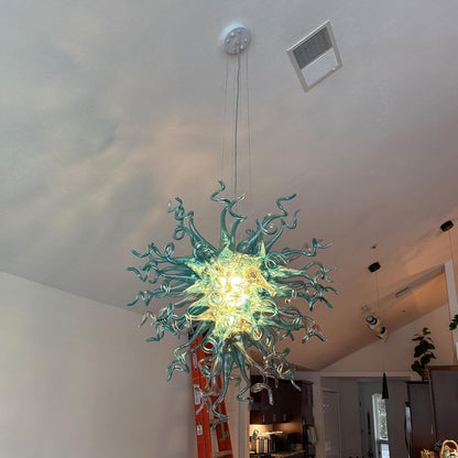 Chandeliers Modern Hand Blown Glass Art Chandelier, Hanging Pendant Ceiling Light Fixture for Kitchen, Bedroom, Dining Room, Hotel, Living Room; Customizable Size& Color