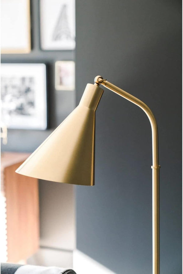 Luxury 1-Light Floor Lamp | Aged Brass Finish | Made of Steel & Natural Stone | Damp-Rated for Bathroom Use | 54" Overall Height | L1346-AGB