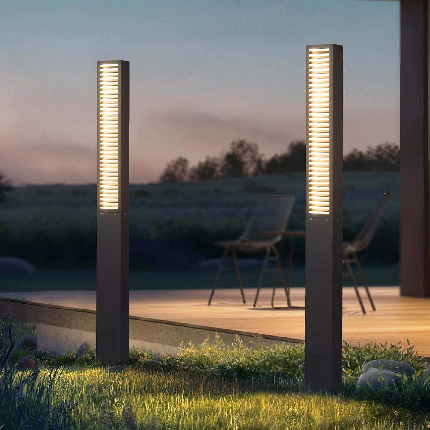 Landscape Path Lights, 71" Outdoor Pathway Lights, 3000K Bollard Light, IP65 Waterproof Commercial Pathway Lighting, Bollards Light Path Led Wired for Lawn Garden Driveway Walkway