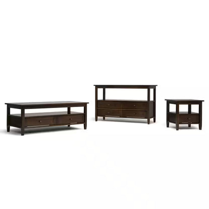 Warm Shaker 48 In. Wide Rectangle Solid Wood Coffee Table in Tobacco Brown