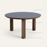 36 In. Dark Brown round Wood Scandinavian Coffee Table with Cylindrical Legs — How It Works