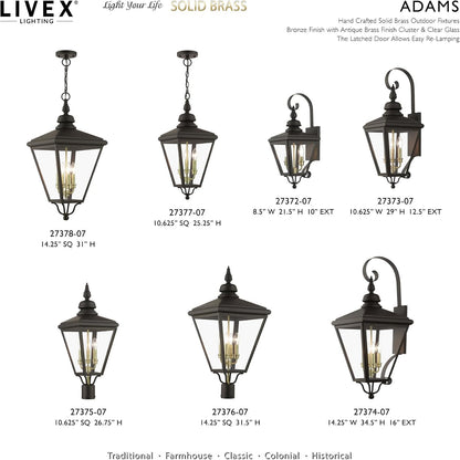 Lighting 27378-07 Adams - 4 Light Extra Large Outdoor Pendant in Traditional Style-31 Inches Tall and 14.25 Inches Wide, Finish Color: Bronze/Antique Brass
