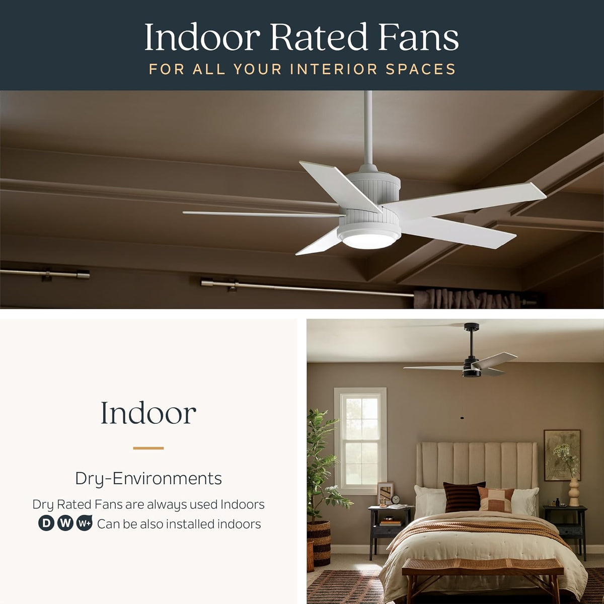 Gentry XL 65" Ceiling Fan with LED Light, Distressed Black