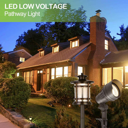 8 Pack Low Voltage LED Landscape Kits, 12V-15V Pathway Flood Light Kits, 10W 390LM and 3.4W 155LM Wired for Outdoor Yard Lawn, Die-Cast Aluminum, 50W and 30W Equivalent