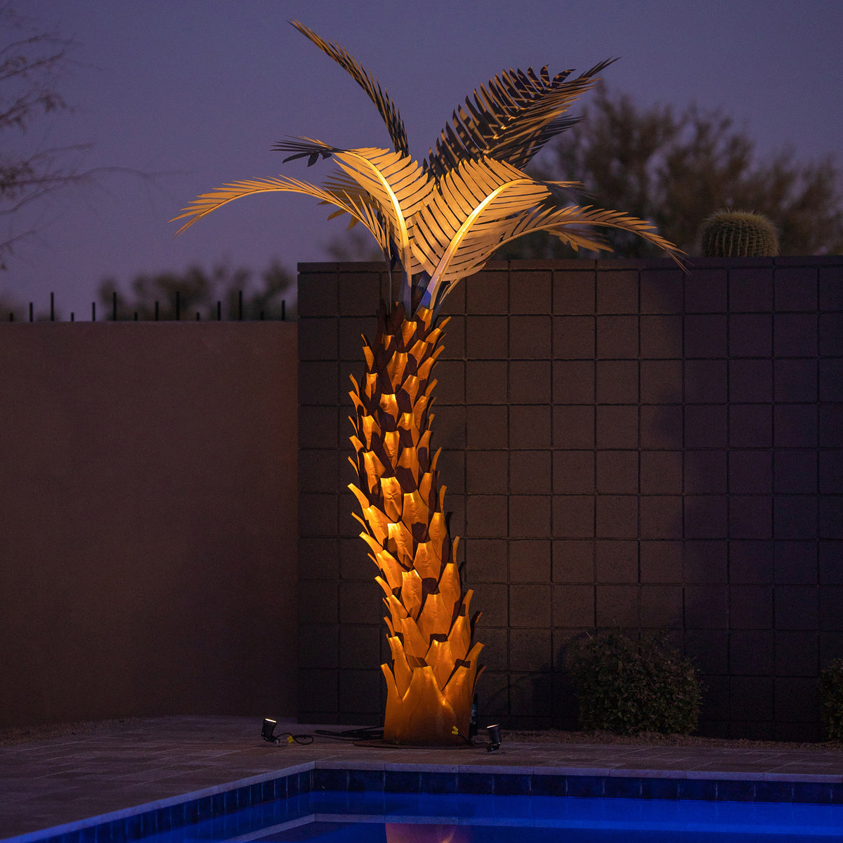 10' Sunset Palm Tree Sculpture by Desert Steel