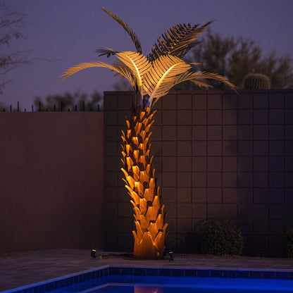 10' Sunset Palm Tree Sculpture by Desert Steel