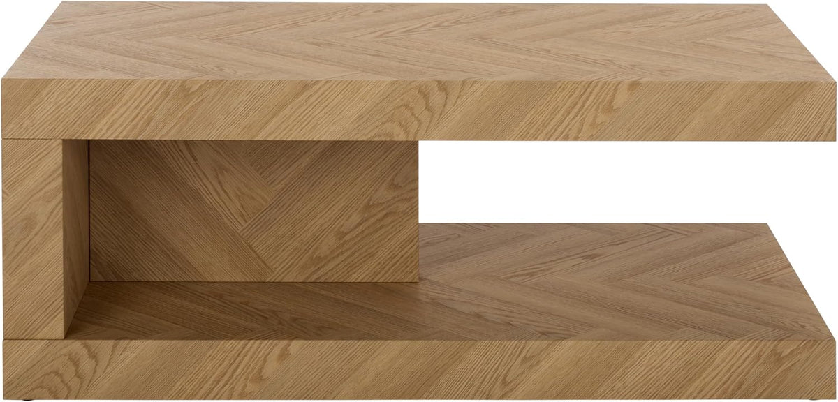 - Andra Coffee Table - Transitional Light Brown Metal and Wood - Ideal for Living Room, Family Room (CK12530)