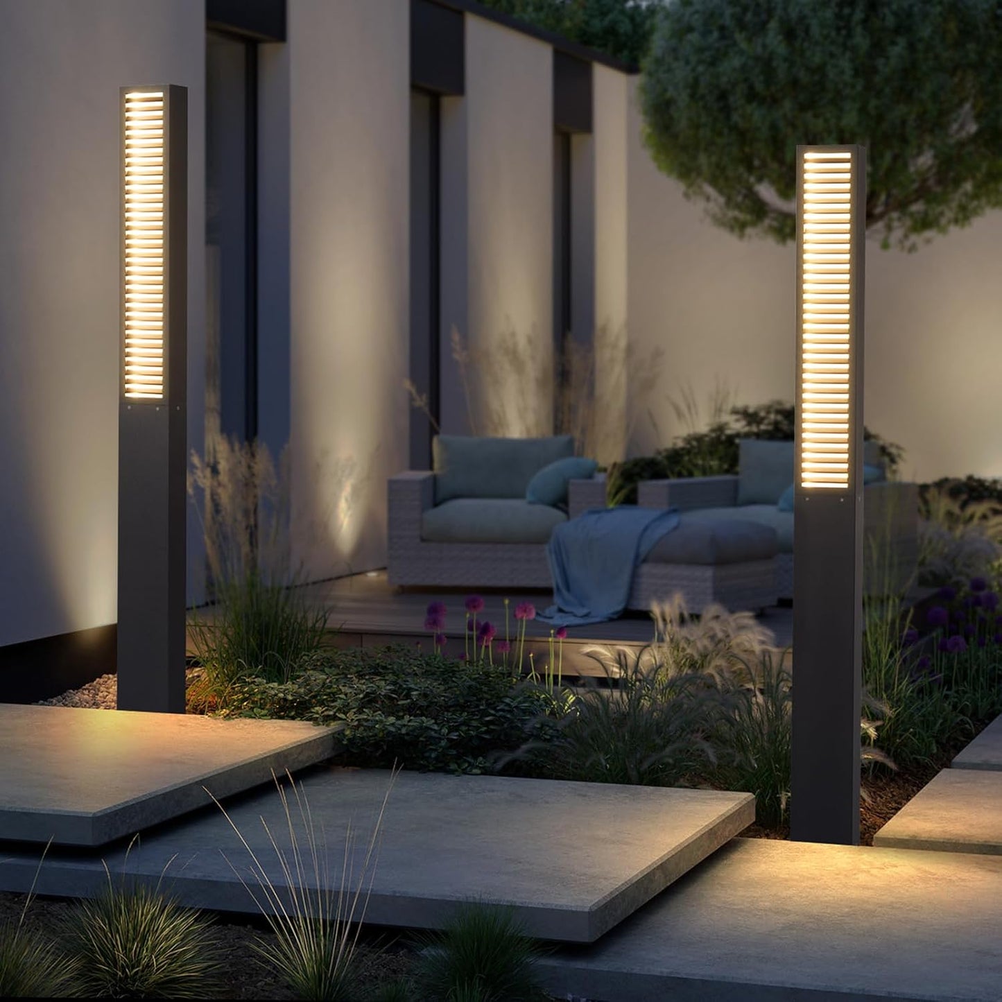 Landscape Path Lights, 71" Outdoor Pathway Lights, 3000K Bollard Light, IP65 Waterproof Commercial Pathway Lighting, Bollards Light Path Led Wired for Lawn Garden Driveway Walkway
