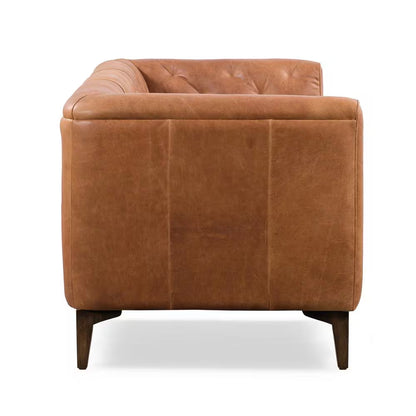 Essex 89 In. Square Arm 3-Seater Sofa in Cognac Tan