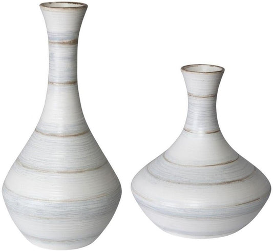 Potter - 20.6 Inch Fluted Striped Vase (Set of 2)