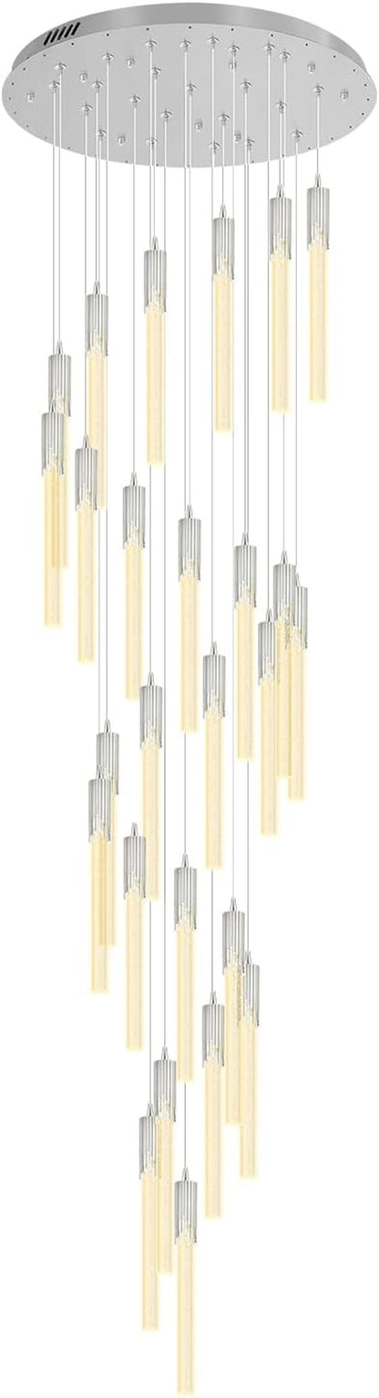 High Ceiling Chandeliers Long Spiral Chandeliers for Entryway H144Inch Modern Crystal Chandelier for Staircase Foyer Living Room Sloped Ceilings Light Fixture