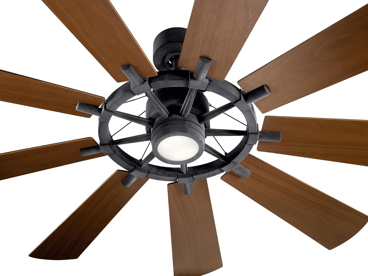 Gentry XL 65" Ceiling Fan with LED Light, Distressed Black