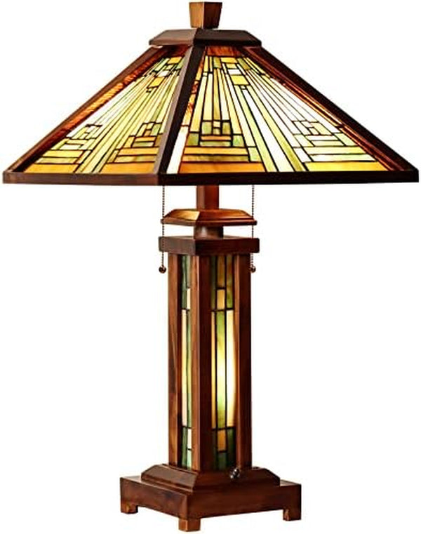 Amber Brown | Set of 2 Tiffany-Style Table Lamps for Living Room, Bedroom, Study, and Home Office Decor